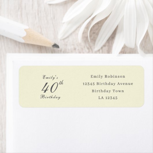 Modern Elegant Cream 40th Birthday Party Address (Insitu)