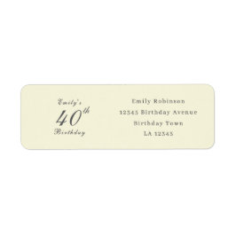 Modern Elegant Cream 40th Birthday Party Address