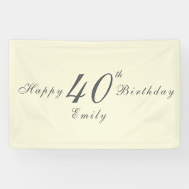 Modern Elegant Cream 40th Birthday Party Banner