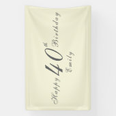Modern Elegant Cream 40th Birthday Party Banner (Vertikal)