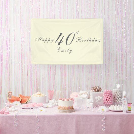 Modern Elegant Cream 40th Birthday Party Banner (Party)