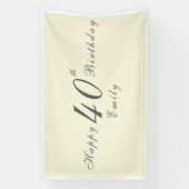 Modern Elegant Cream 40th Birthday Party Banner (Vertikal)