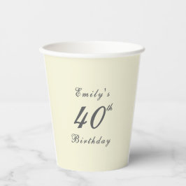 Modern Elegant Cream 40th Birthday Party Pappbecher