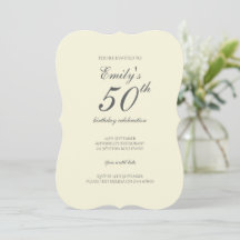 Modern Elegant Cream 50th Birthday Party