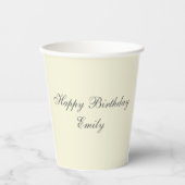 Modern Elegant Cream Birthday Party Pappbecher (Vorderseite)