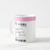 Modern Elegant Custom Bride To Be Boarding Pass Kaffeetasse (Vorderseite Links)