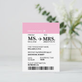 Modern Elegant Custom Bride To Be Boarding Pass Postkarte (Stehend Vorderseite)