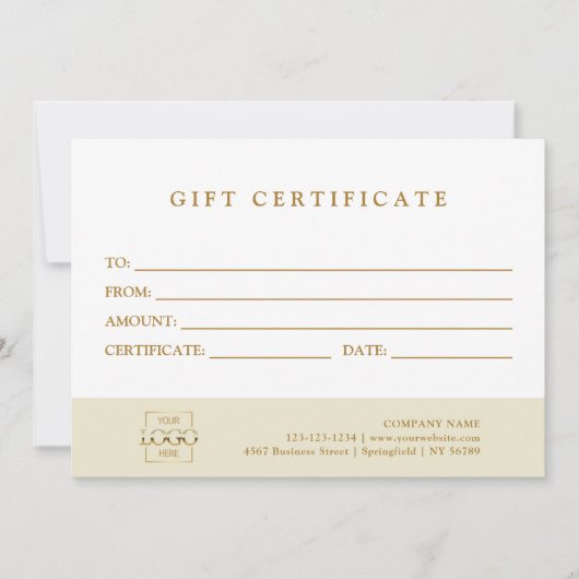 Modern Elegant Custom Business Gift Certificate (Vorderseite)