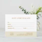 Modern Elegant Custom Business Gift Certificate (Stehend Vorderseite)