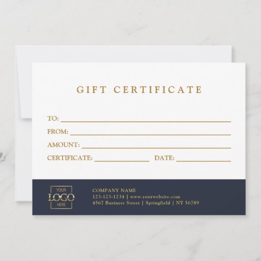 Modern Elegant Custom Business Gift Certificate (Vorderseite)