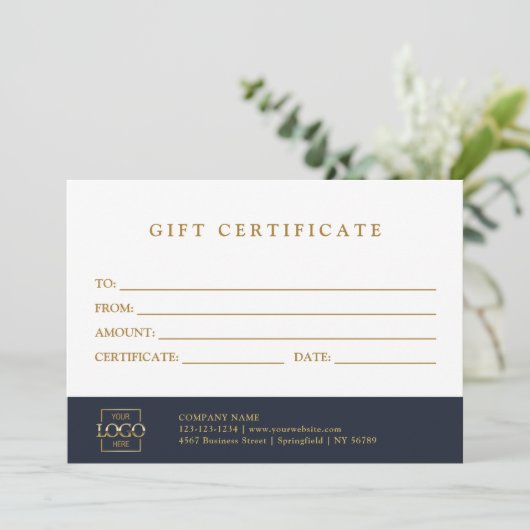 Modern Elegant Custom Business Gift Certificate (Stehend Vorderseite)