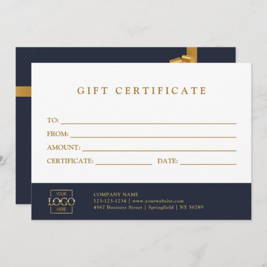 Modern Elegant Custom Business Gift Certificate (Vorne/Hinten)