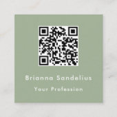 Modern Elegant Custom Sage Green QR Code Quadratische Visitenkarte (Vorderseite)