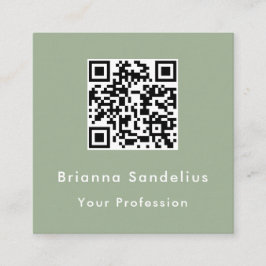 Modern Elegant Custom Sage Green QR Code Quadratische Visitenkarte