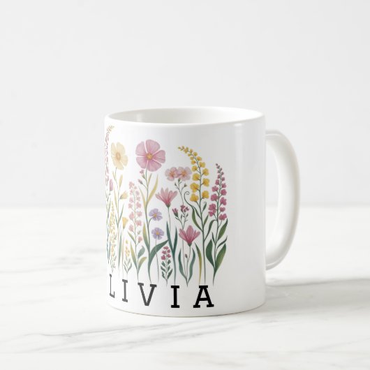 Modern elegant cute girly simple wildflowers kaffeetasse (VorderseiteRechts)