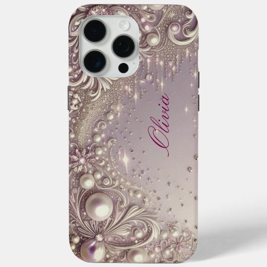 Modern elegant cute golden pearls Valentine’s Day Case-Mate iPhone Hülle (Rückseite)