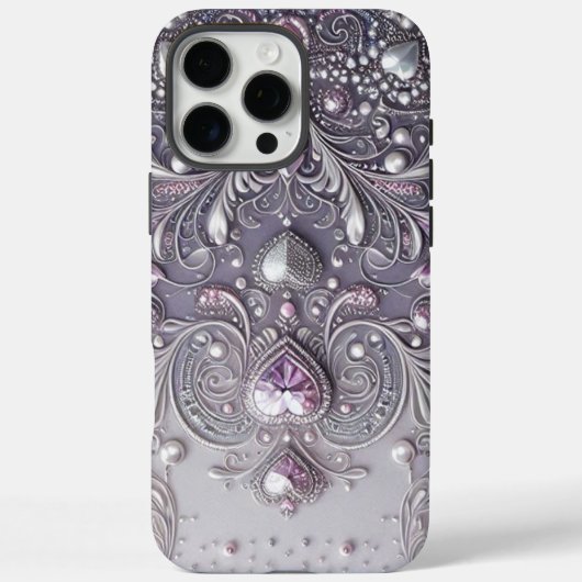 Modern elegant cute purple pearls Valentine’s Day Case-Mate iPhone Hülle (Rückseite)