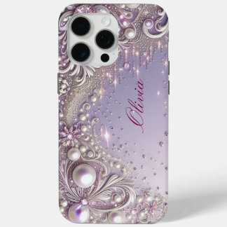 Modern elegant cute purple pearls Valentine’s Day Case-Mate iPhone Hülle