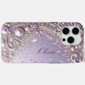 Modern elegant cute purple pearls Valentine’s Day Case-Mate iPhone Hülle (Rückseite (Horizontal))