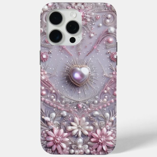Modern elegant cute purple pearls Valentine’s Day Case-Mate iPhone Hülle (Rückseite)