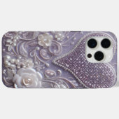 Modern elegant cute purple pearls Valentine’s Day Case-Mate iPhone Hülle (Rückseite (Horizontal))
