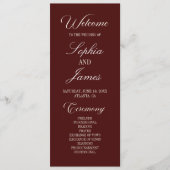 Modern Elegant Dark Burgundy Wedding Programm (Vorderseite)