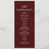 Modern Elegant Dark Burgundy Wedding Programm (Rückseite)