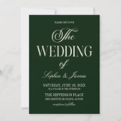 Modern Elegant Dark Deep Green Ivory Wedding Einladung (Vorderseite)