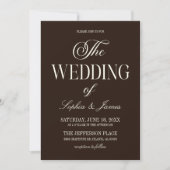 Modern Elegant Dark Expresso Brown Ivory Wedding Einladung (Vorderseite)