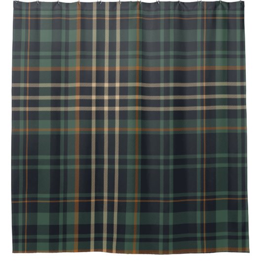 Modern Elegant Dark Green Plaid  Duschvorhang (Vorderseite)