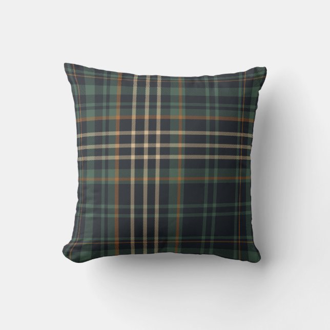 Modern Elegant Dark Green Plaid  Kissen (Vorderseite)