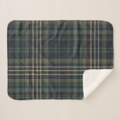 Modern Elegant Dark Green Plaid Sherpadecke (Vorderseite (Horizontal))