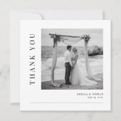 Modern Elegant Destination Beach Wedding Photo Dankeskarte (Vorderseite)