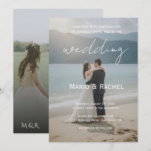 Modern Elegant  Editable Names Wedding Invitation Einladung (Vorne/Hinten)