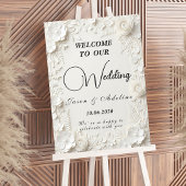 Modern Elegant Embossed Floral Wedding Sign Poster