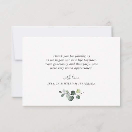 Modern Elegant Eucalyptus Wreath Stilrahmen Dankeskarte (Rückseite)