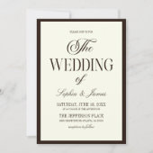 Modern Elegant Expresso Brown Ivory Wedding Einladung (Vorderseite)