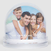 Modern Elegant  Family Script 2 Photo with Name  Schneekugeln (Vorderseite)