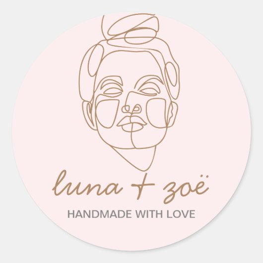 Modern Elegant Feminine Blush Pink Boho Runder Aufkleber (Vorderseite)
