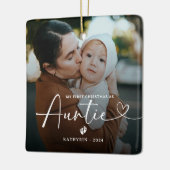 Modern Elegant First Christmas As Auntie Photo Cer Keramikornament (Links)