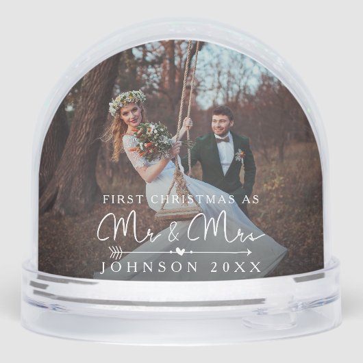 Modern Elegant First Married Schneekugeln (Rückseite)