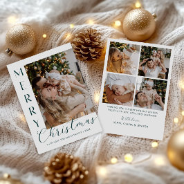Modern Elegant Five Photo Collage Christmas Feiertagskarte