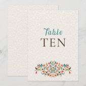 Modern Elegant Floral Wreath Wedding Table Number Einladung (Vorne/Hinten)