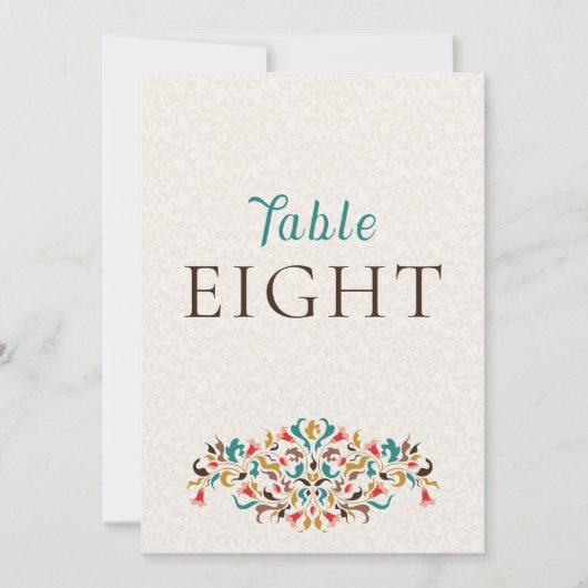 Modern Elegant Floral Wreath Wedding Table Number Einladung (Vorderseite)