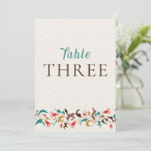 Modern Elegant Floral Wreath Wedding Table Number Einladung (Stehend Vorderseite)