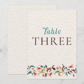 Modern Elegant Floral Wreath Wedding Table Number Einladung (Vorne/Hinten)