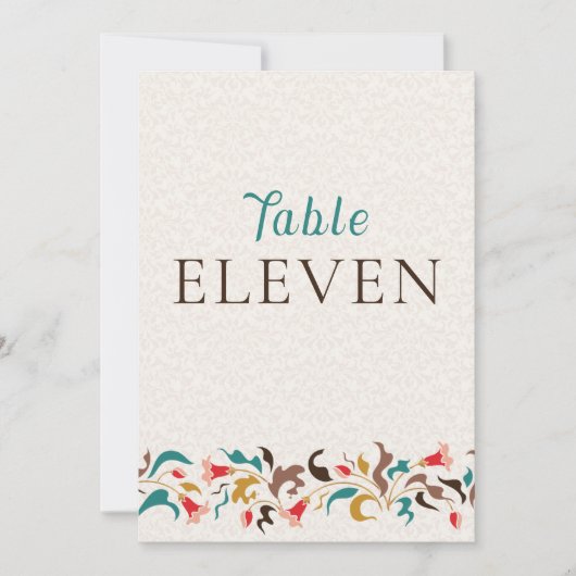 Modern Elegant Floral Wreath Wedding Table Number Einladung (Vorderseite)