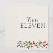 Modern Elegant Floral Wreath Wedding Table Number Einladung (Vorne/Hinten)