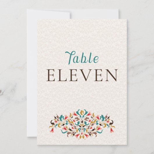 Modern Elegant Floral Wreath Wedding Table Number Einladung (Vorderseite)