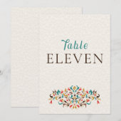 Modern Elegant Floral Wreath Wedding Table Number Einladung (Vorne/Hinten)